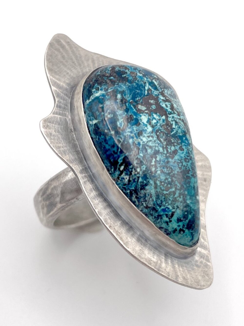 Sterling Silver 925 and Shattuckite Cocktail Ring, Size 9 1/2, One-of-a-kind